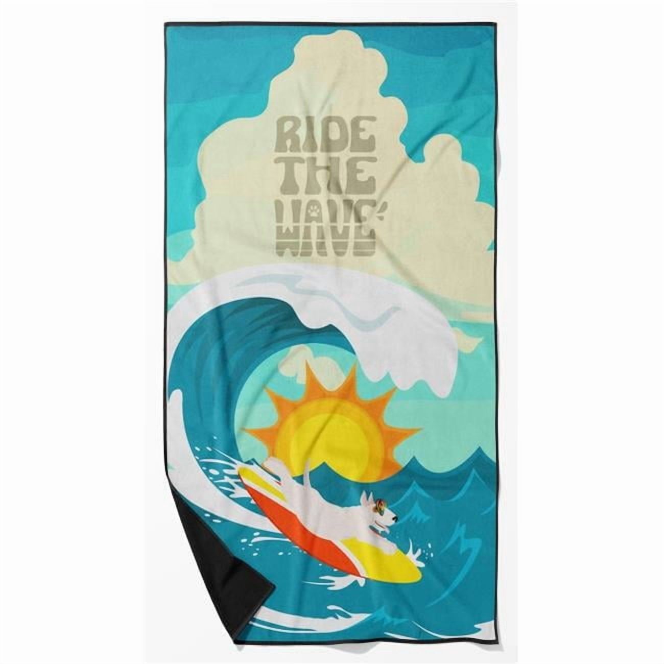 Surfer Dog Bull Terrier Premium Beach Towel 30 in x 60 in