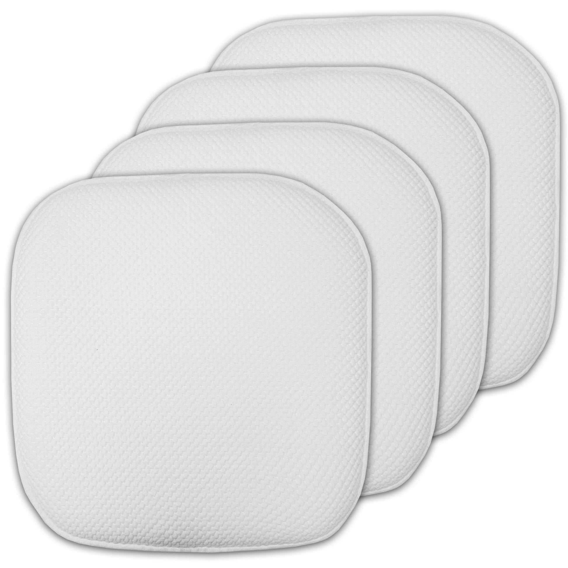 Sweet Home Collection Memory Foam Honeycomb Non-Slip Back 16" x 16" Chair Pad - White, 4 Pack