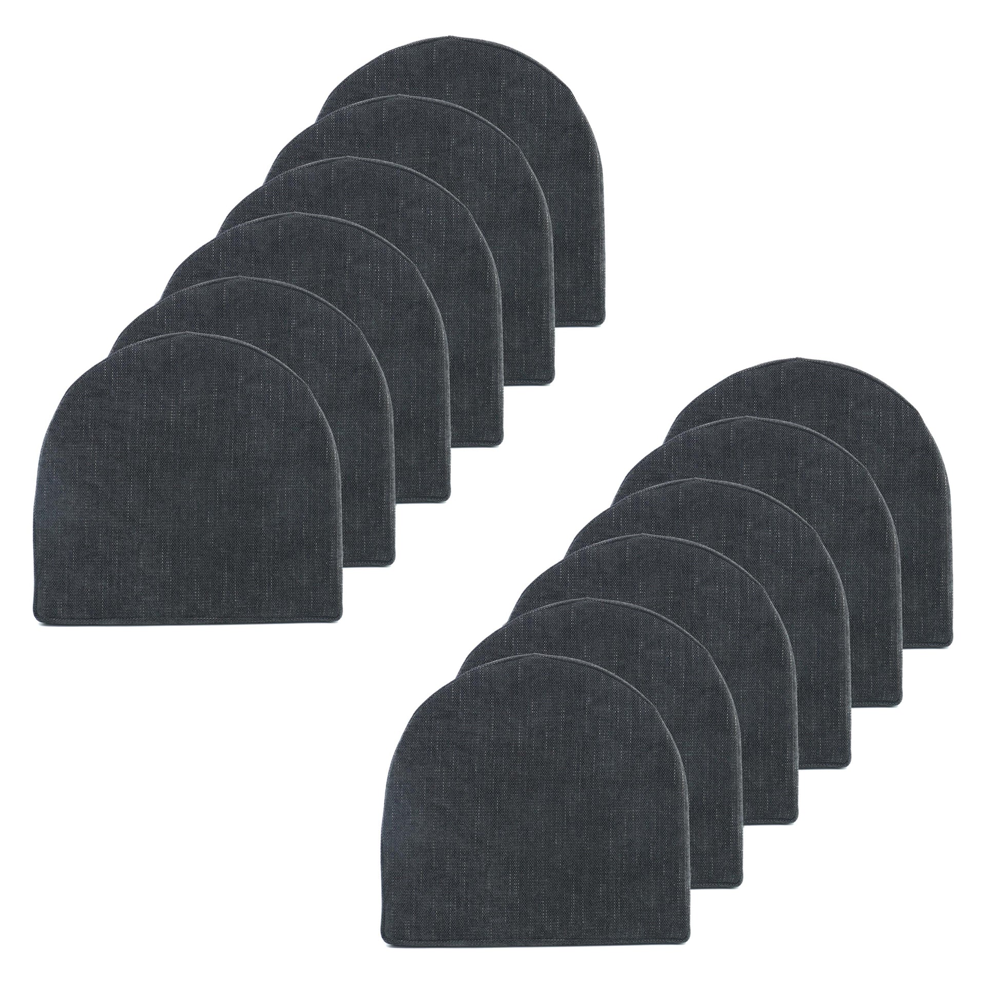 Sweet Home Collection U-Shape Molded Memory Foam Chair Pads With Ties Black 12 pack