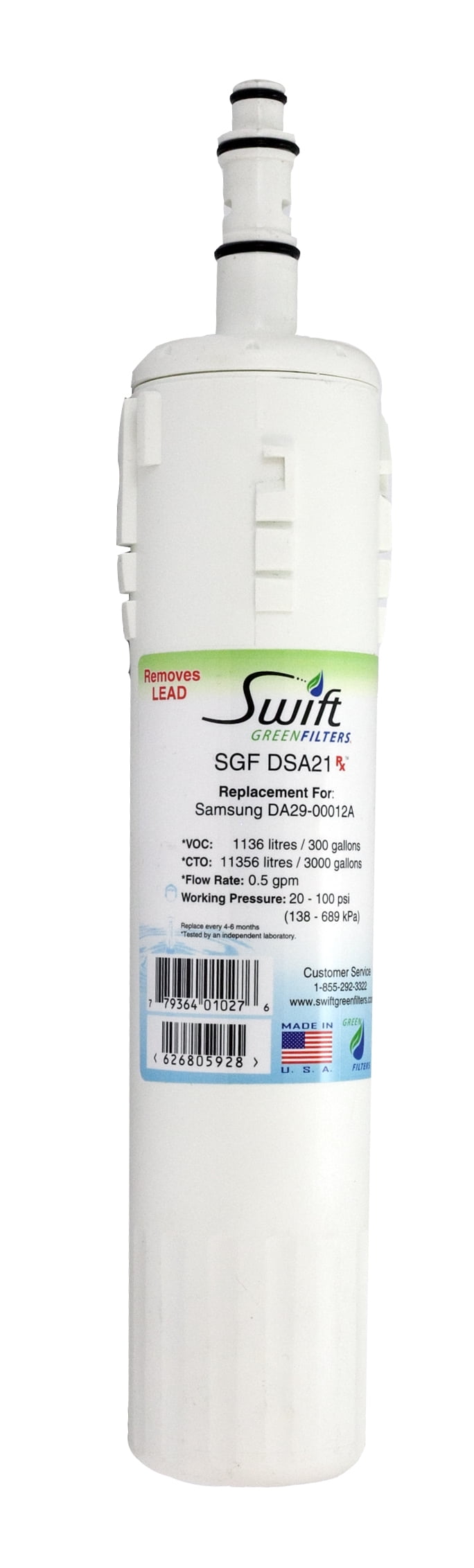 Swift Green Filters SGF-DSA21 Rx Pharmaceutical Replacement Water Filter for Samsung DA29-00012A,DA29-00012B - 1 Pack