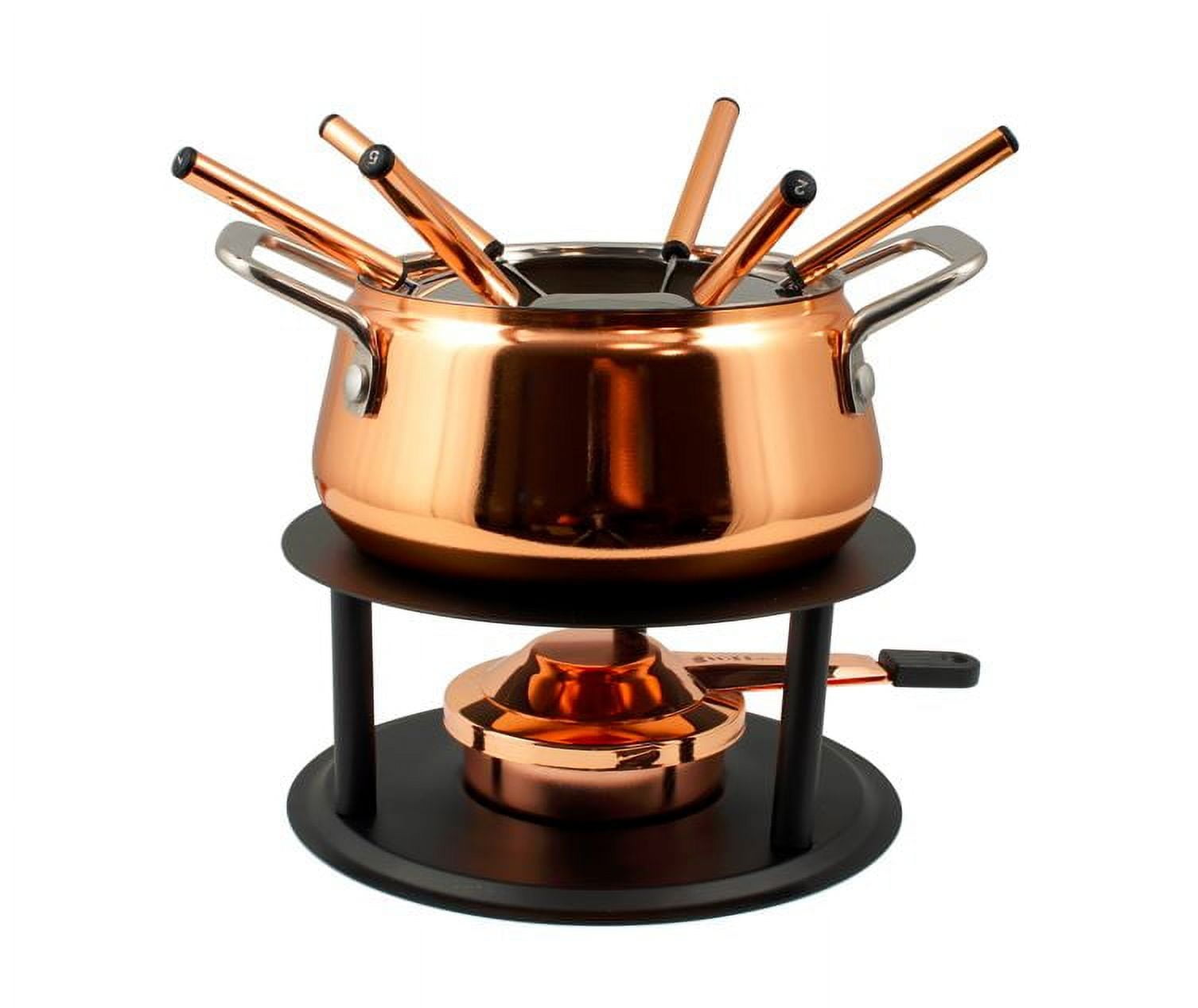 Swissmar Peak 10 Piece Fondue Set, Copper For Meat, Cheese and Chocolate