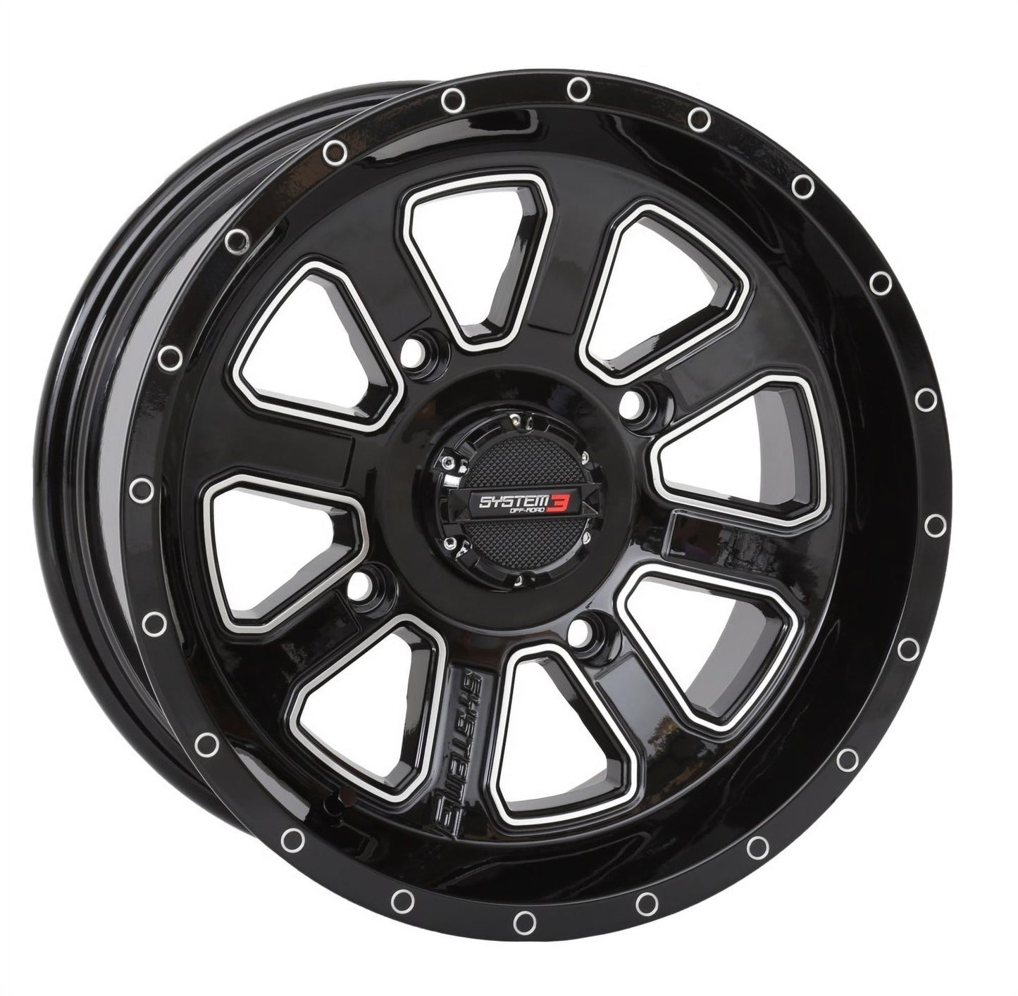 System 3 ST-4 14x7 ATV/UTV Wheel - Gloss Black (4/156) 4+3 [14S3-4156]
