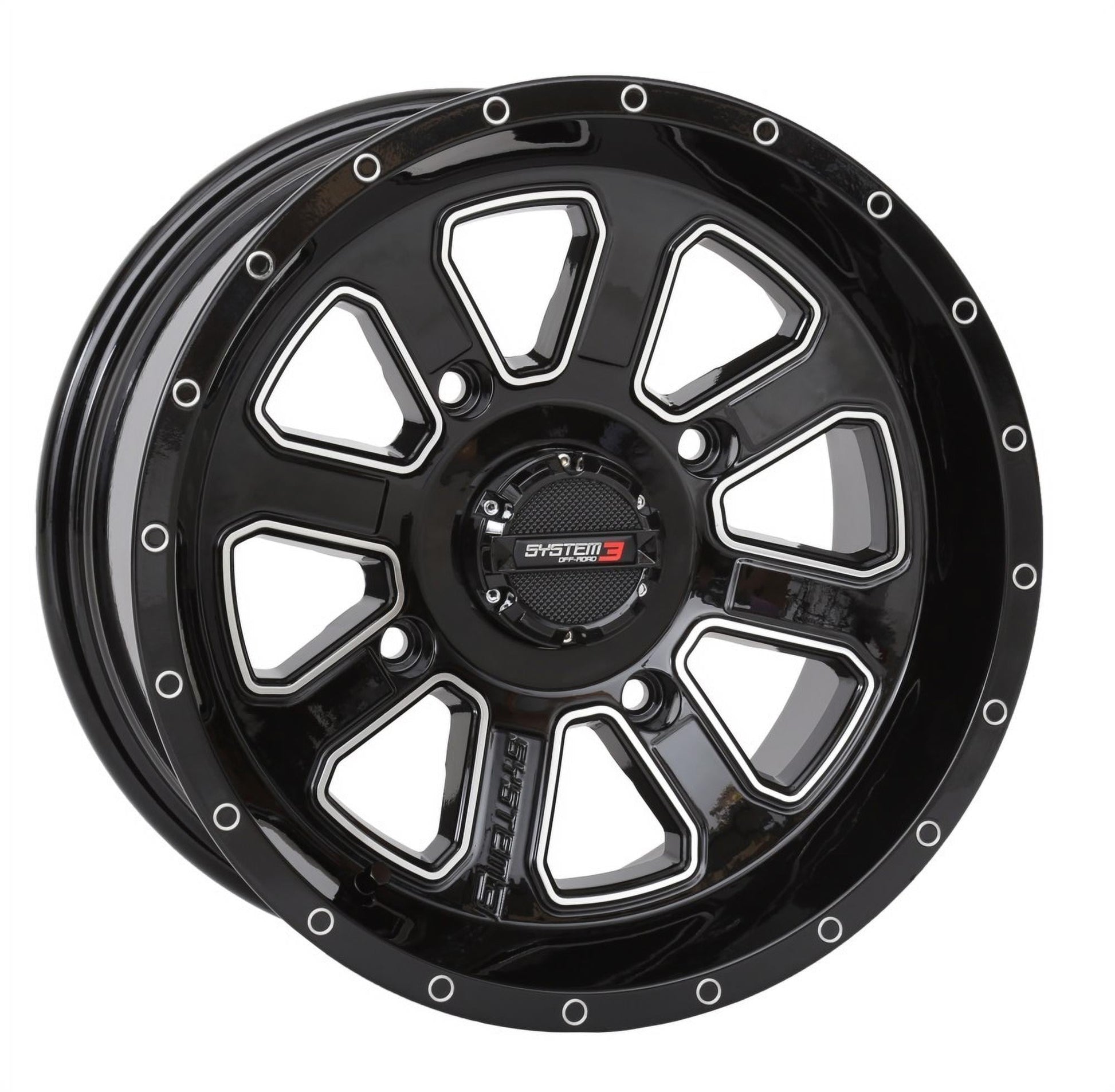 System 3 ST-4 14x7 ATV/UTV Wheel - Gloss Black (4/156) 4+3 [14S3-4156]