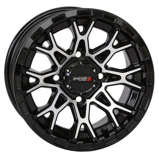 System 3 ST-6 14x7 ATV/UTV Wheel - Gloss Black (4/137) 4+3 [14S3-6036]
