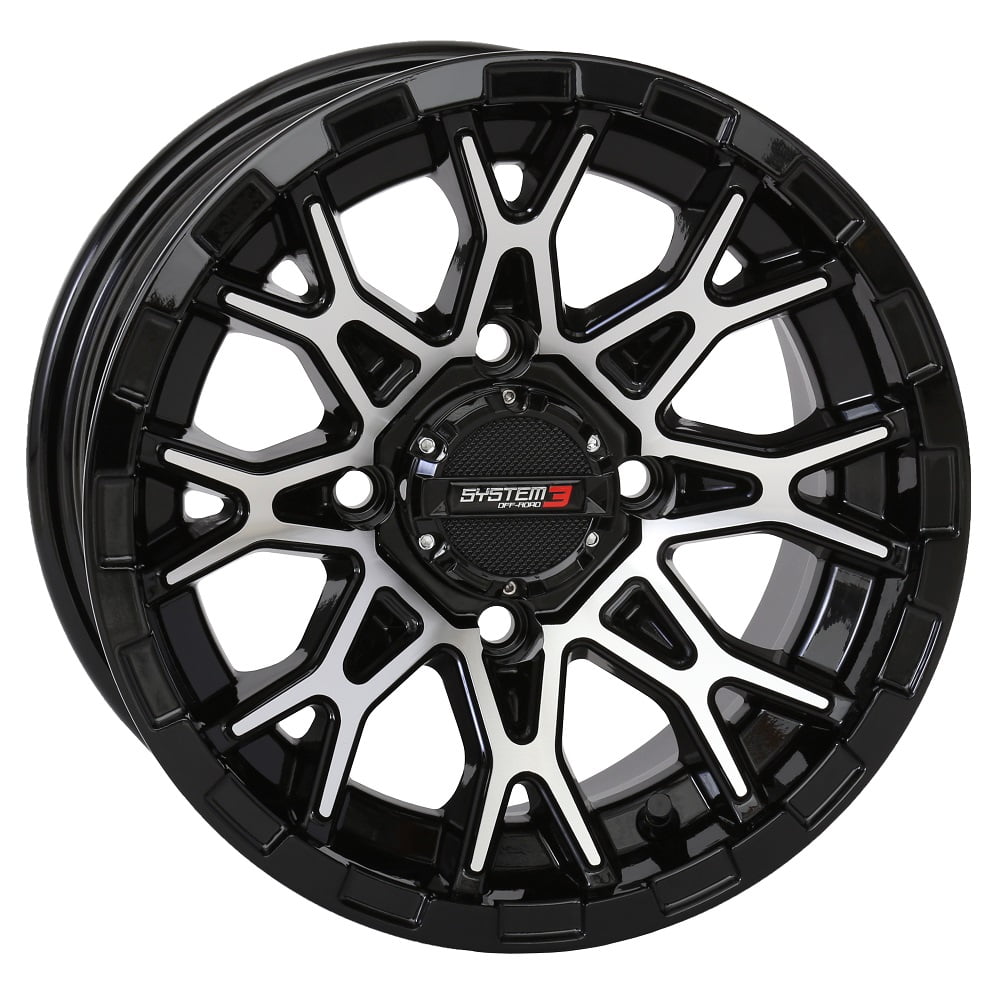 System 3 ST-6 14x7 ATV/UTV Wheel - Gloss Black (4/156) 4+3 [14S3-6055]