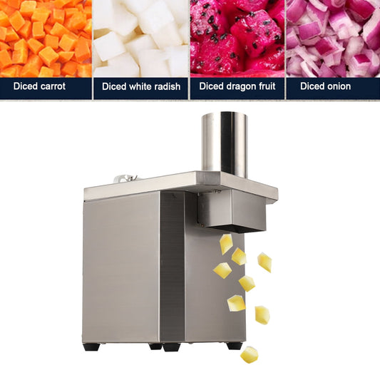 TABODD Stainless Steel Commercial Vegetable Dicer Electric Automatic Fruit Food Dicer Slicer 3x Grid Blades 110v