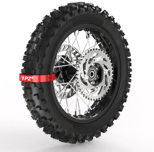 TDB-D8C 12" Rear Rim Wheel Disk Brake 80/100-12 Tire Tube Replacement for 15mm Axle Apollo SSR 50cc 125cc XR CRF Dirt Pit Bike Tao Kayo TSD 110 TD 125 With Brake Rotor and 428-41T Sprocket