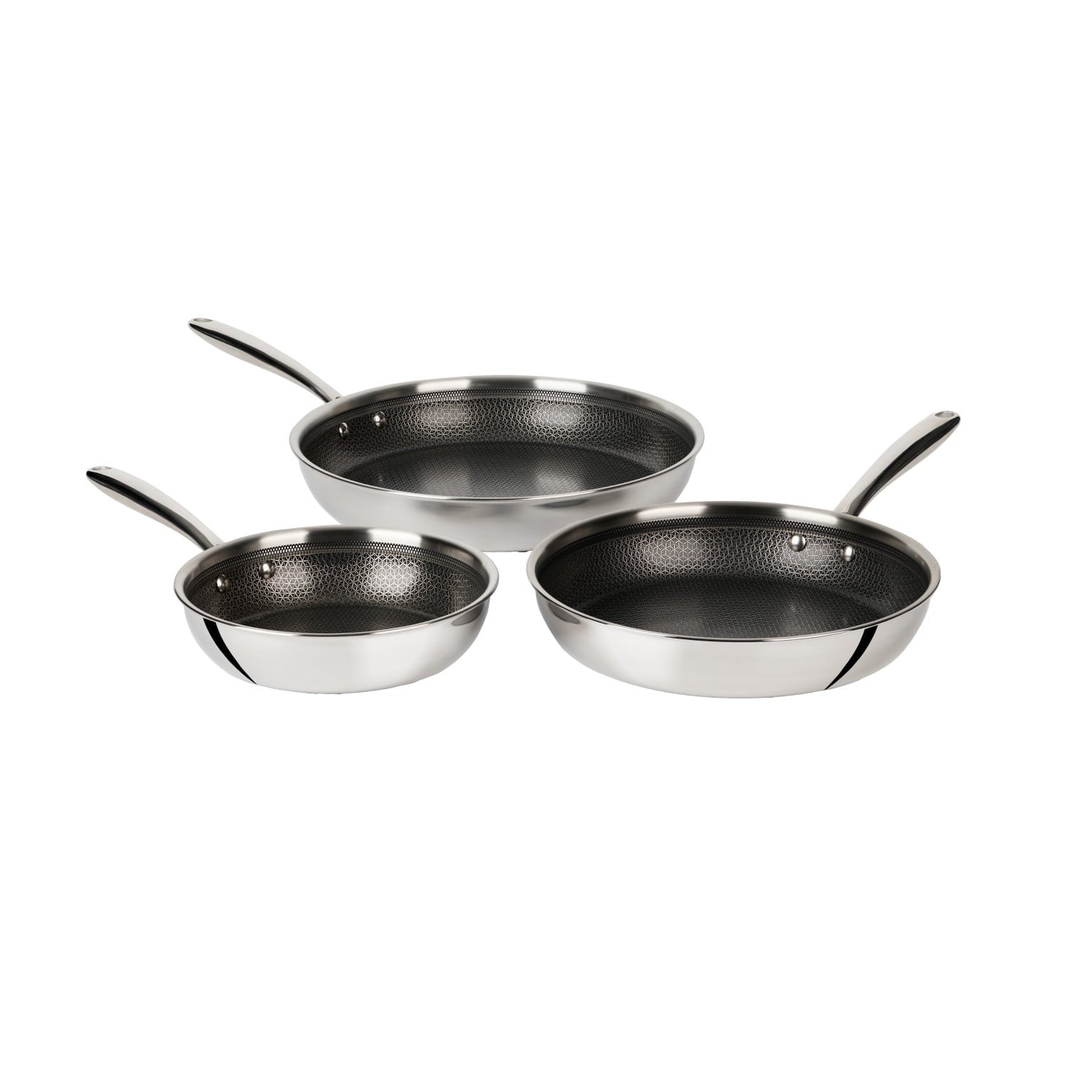 T-fal Ceramic HybridMesh Stainless Steel, 8.5 inch, 11 inch and 12.5 inch Frypan Set