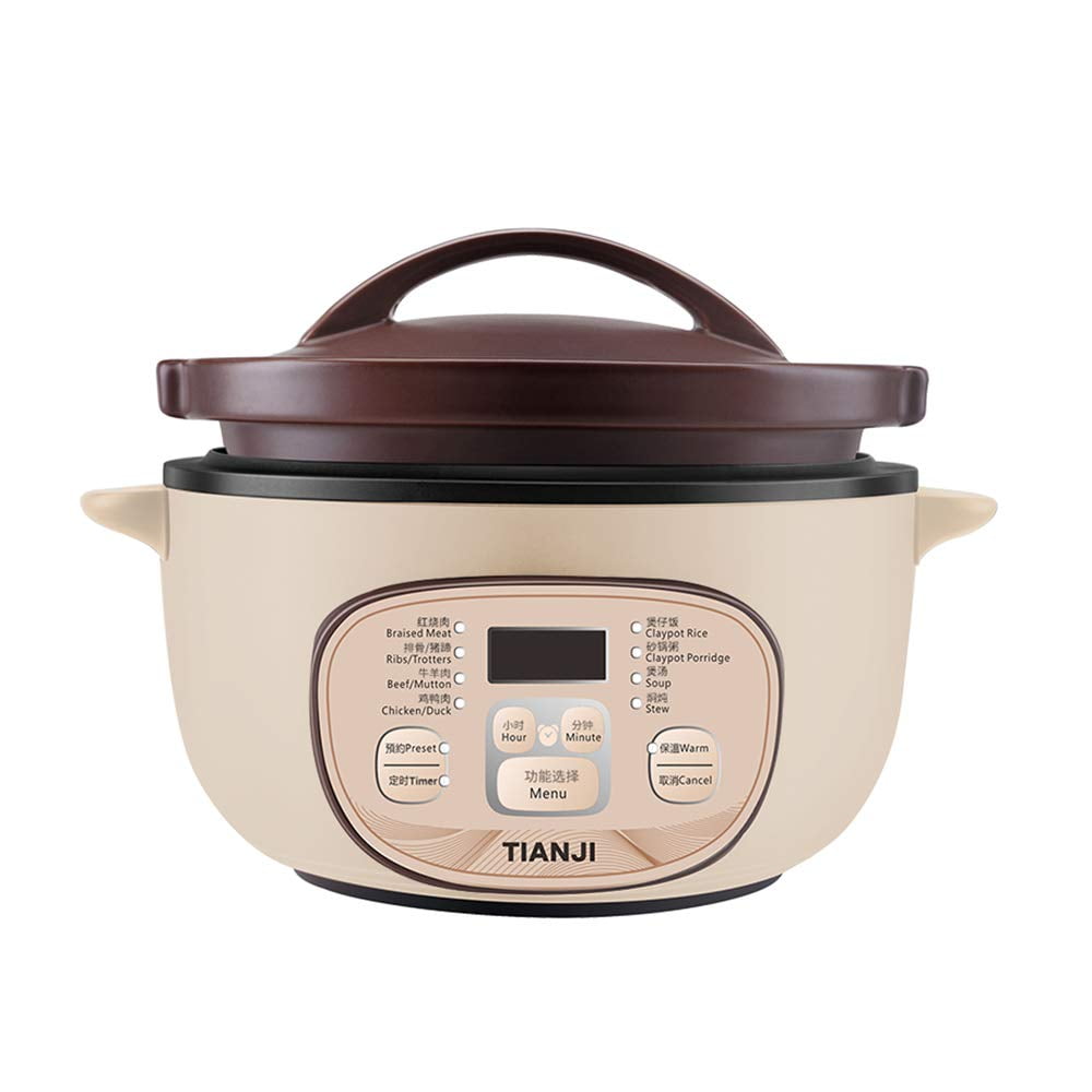 TIANJI Electric Claypot Crock Pot Stew Pot Rice Cooker Ceramic Soup Porridge Maker 3L,24h Pre-set