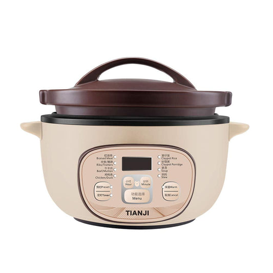 TIANJI Electric Claypot Crock Pot Stew Pot Rice Cooker Ceramic Soup Porridge Maker 3L,24h Pre-set