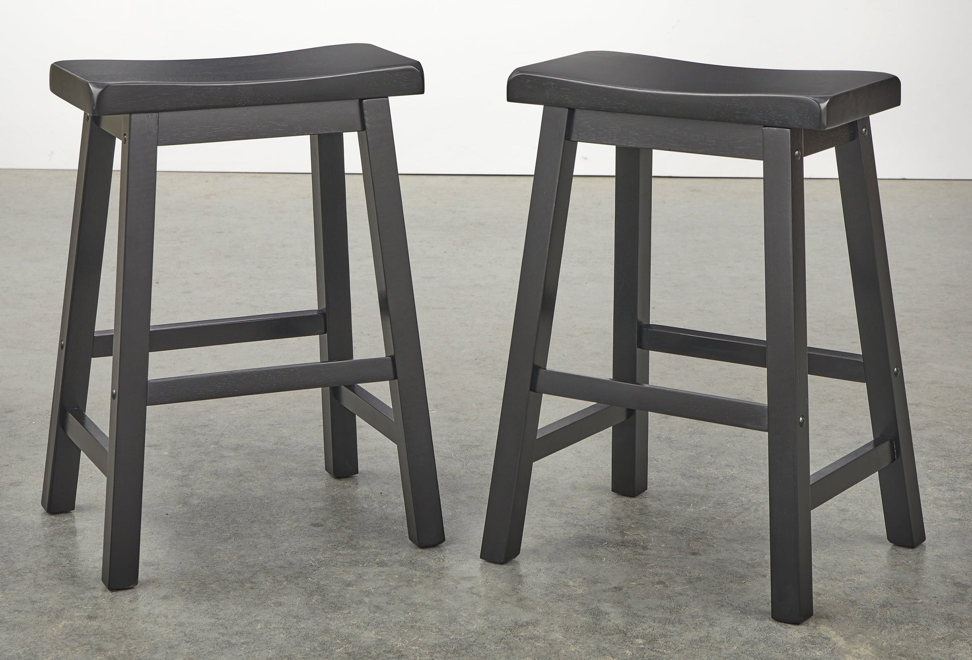 TMS Barnaby 29" Saddle Bar Stool, Set of 2, Black