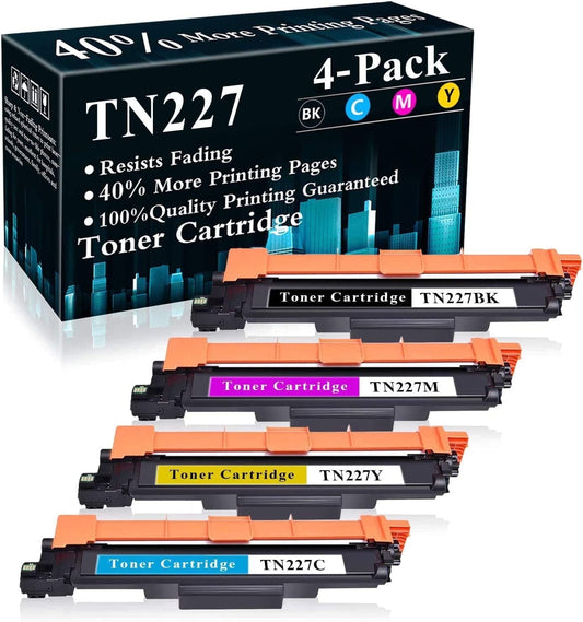 TN227 Toner Cartridges (bk/c/m/y) Replacement for Brother TN-227 Toner for MFC-L3770CDW Printer