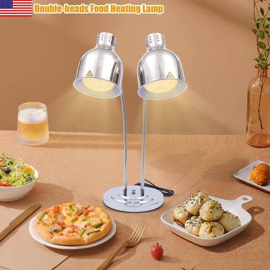 TOOL1SHOoo Food Heat Lamps with Dual 250w Bulbs Food Warmer Lights for Restaurant Kitchen Buffet Warmer Table (Double Head)