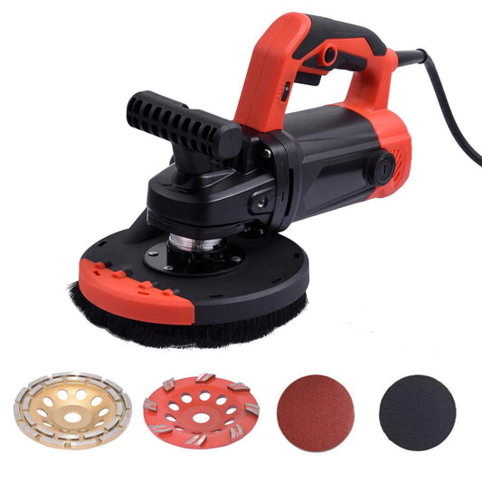 TOPATY Electric Concrete Floor Grinder 7" Walk- Concrete Grinder 2200W - Angle Grinder Kit with Dust Extraction Shroud, Includes 150mm Grinding Wheel