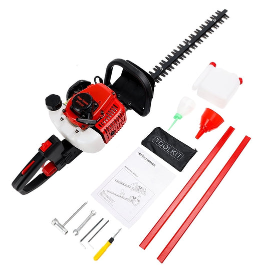 TOPTENG 26cc 2-Cycle Gas Powered Hedge Trimmer, double sided blade 24", recoil gasoline trim blade, Fast charger Red&Black