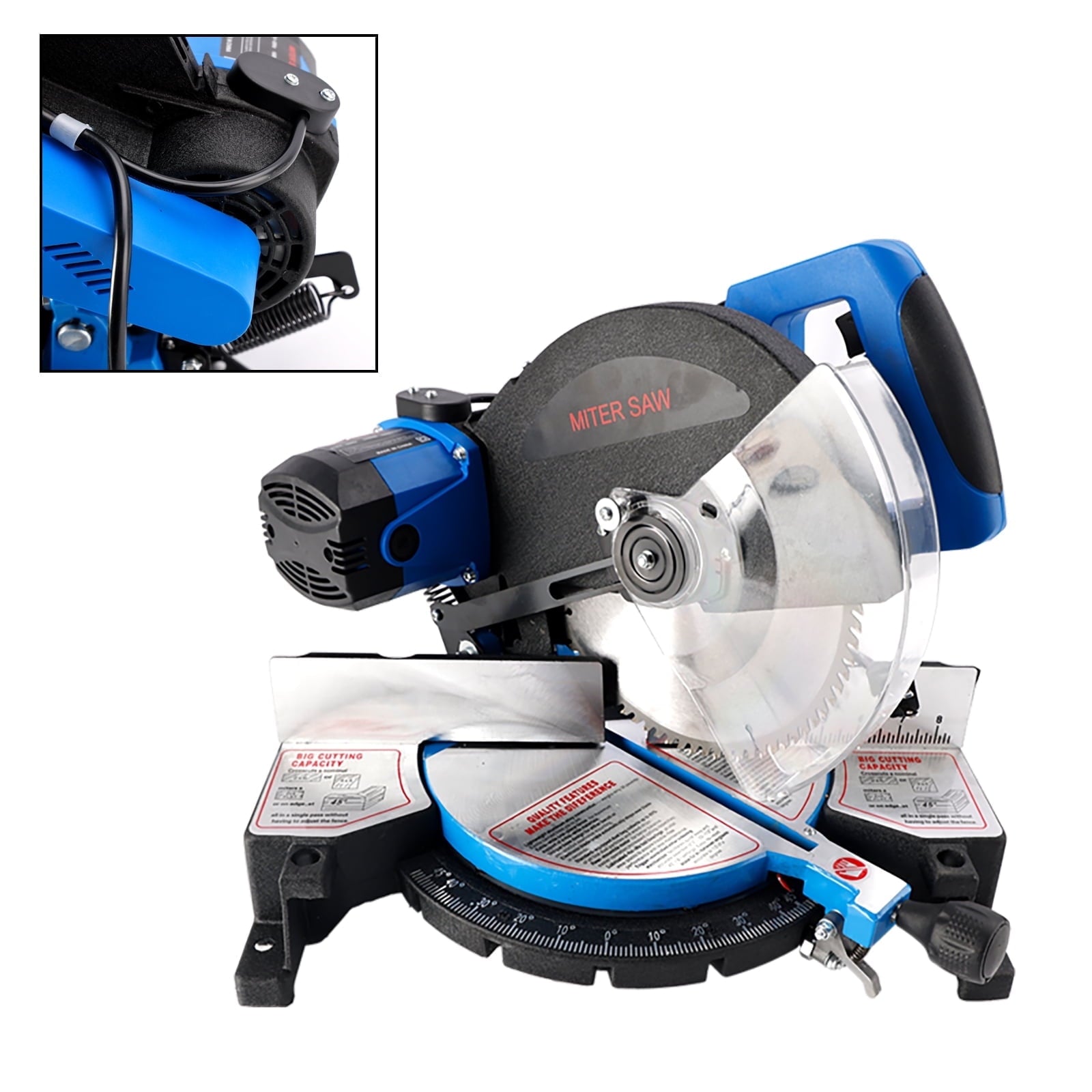 TOPTENG High precision 10-Inch Single-Bevel Sliding Compound 0-45 Bevel Miter Saw
