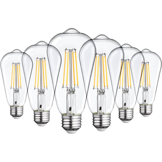 TorchStar ST19 LED 7W Vintage Edison Filament Bulb, Dusk to Dawn Photocell Sensor, E26 Base, ST64 Outdoor LED Bulb for Garden, Garage, Porch, Auto On/Off Lights, 2700K Soft White, Pack of 6