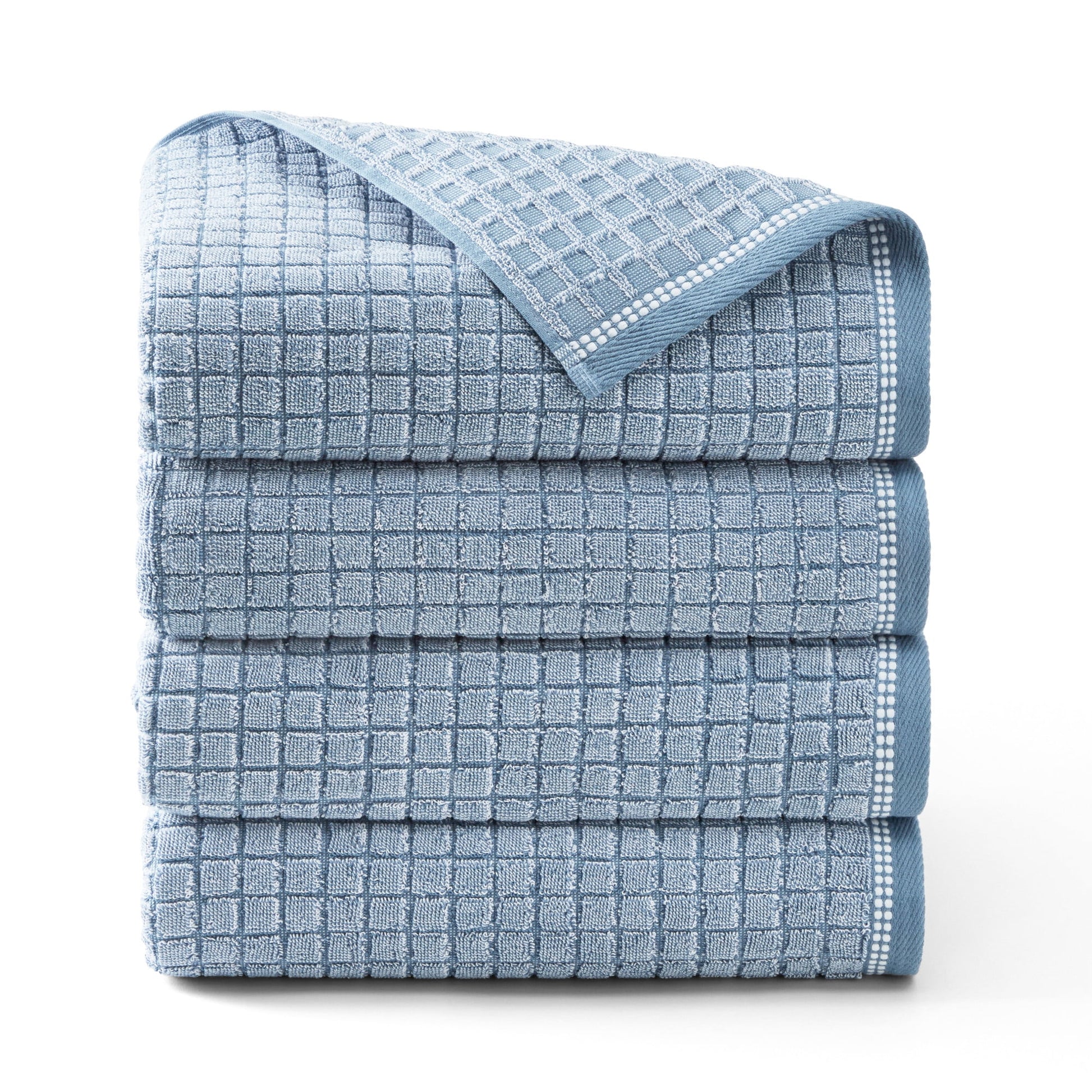 TOWN & COUNTRY EVERYDAY Juego de Toallas de BaÃ±o con Paneles de Ventana Texturizados de 4 Piezas, 30"x58", 100% AlgodÃ³n, Felpa y Absorbente 550 G/M2, Beige