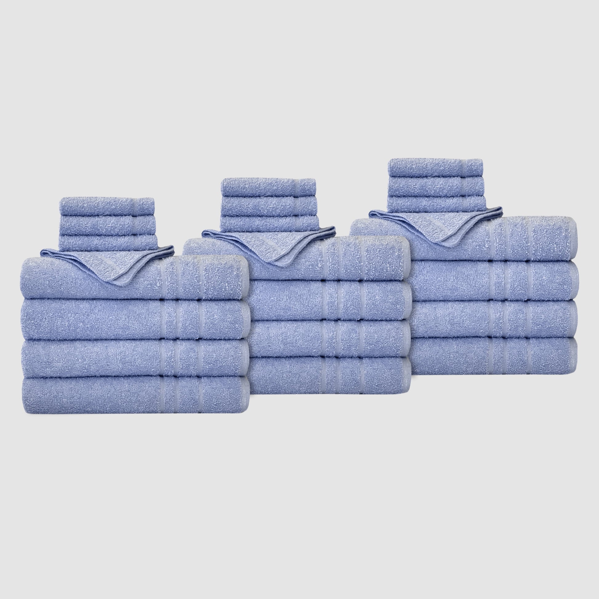 True Hue Juego de Toallas de BaÃ±o de 24 Piezas de AlgodÃ³n y PoliÃ©ster Reciclado, Seguro para Blanqueador, Blanco