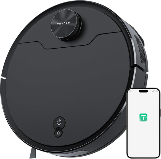TUVACS Robotic Vacuum, Lidar Navigation, No-Go Zone and Invisible Wall Setting, Perfect for Hard Floors, Carpet and Pet Hair Cleaning