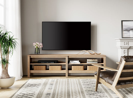 TV Stand for 75 Inch TV Stands, Media Console Entertainment Center Television Table with Open Shelves for Living Room, Oak 70 inch