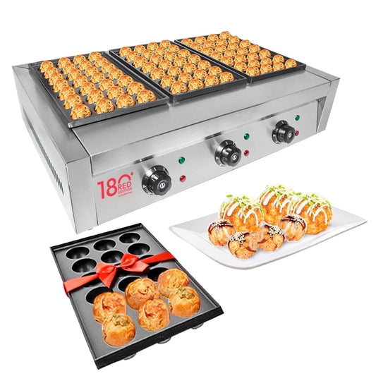 Takoyaki Grill with Three Plates | Electric Takoyaki Machine | No plug | 84 Pcs | Nonstick | Stainless Steel