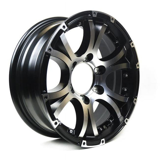 Taskmaster 2560655BMF 15 x 6 in. Viking Series Machined Lip & Face Gloss Black Aluminum Trailer Wheel with Black Cap, 2830 lbs Load Carrying Capacity