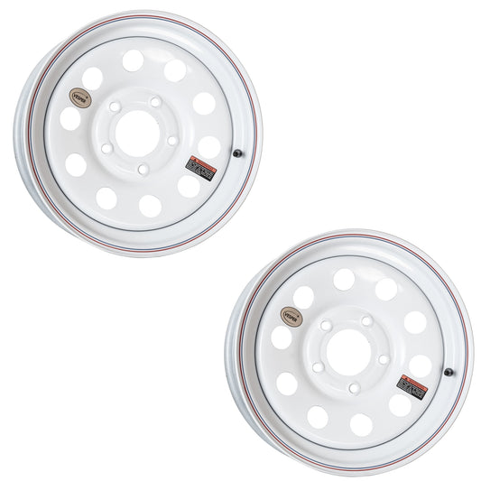 Taskmaster Steel Trailer Wheel Rim 15x5 5x5 White Mod with Pin Stripes 2-Pack