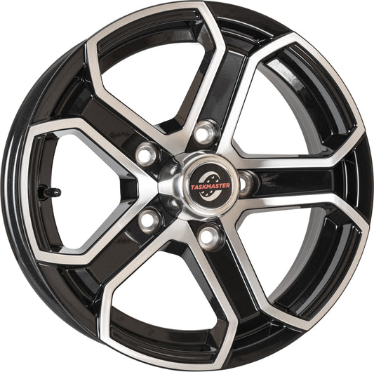Taskmaster Trinity 5 Spoke Aluminum Trailer Wheel Rim 15x5 5x5 Black Machined Face with Silver Cap