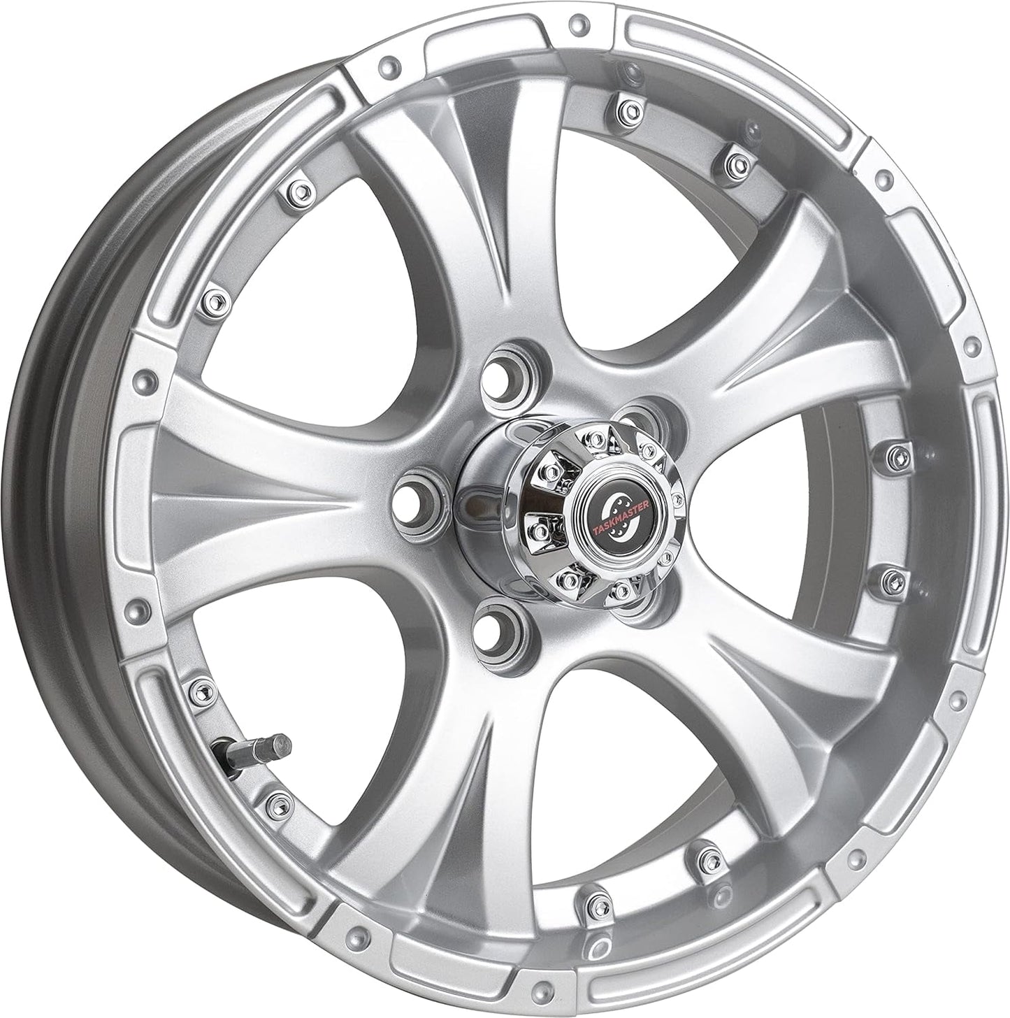 Taskmaster Viking Aluminum Trailer Wheel Rim 15x5 5x4.5 Silver Full Paint with Silver Cap
