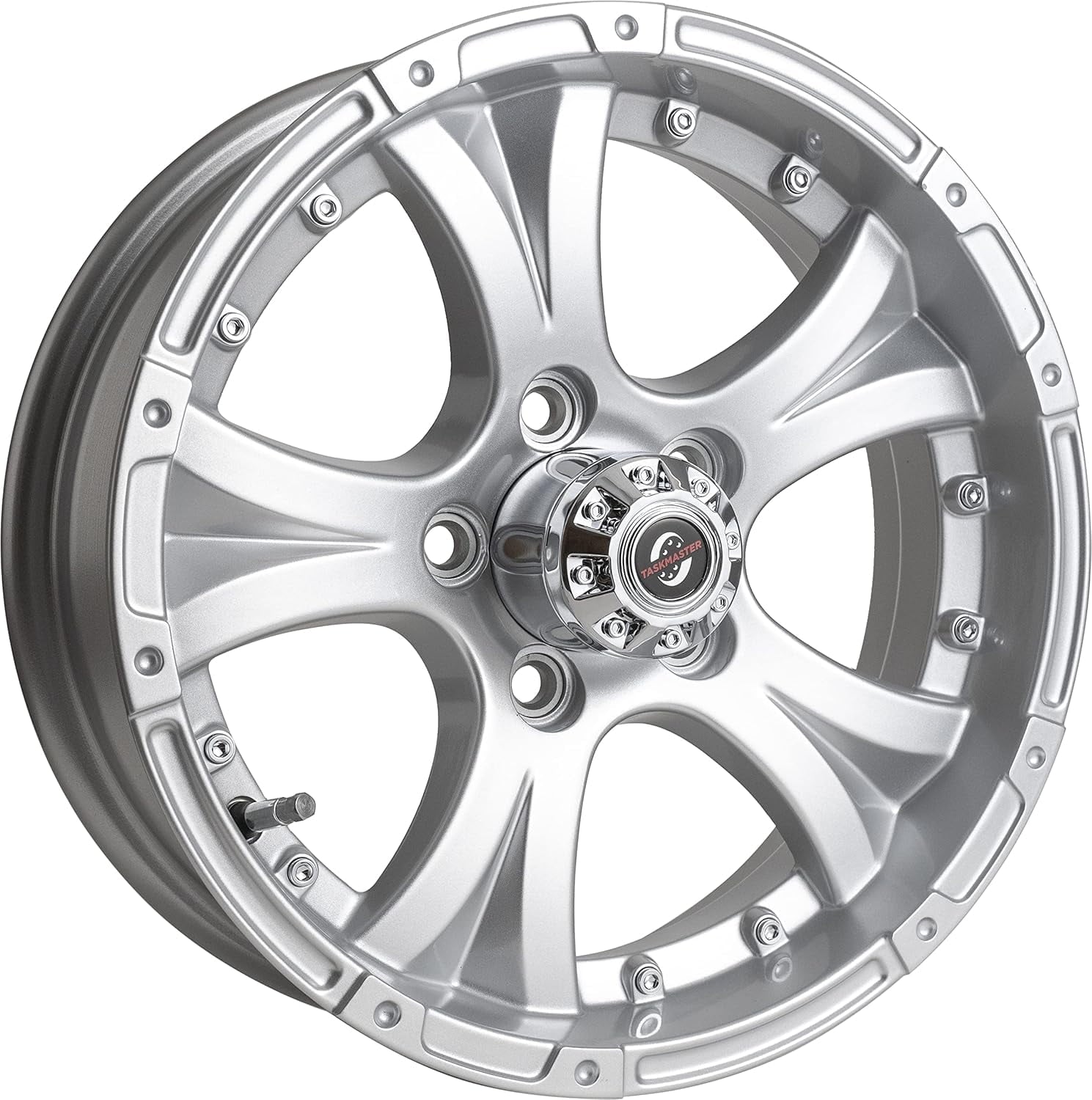 Taskmaster Viking Aluminum Trailer Wheel Rim 15x5 5x4.5 Silver Full Paint with Silver Cap