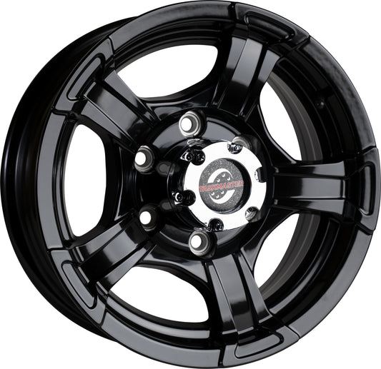 Taskmaster Viking Aluminum Trailer Wheel Rim 15x6 6x5.5 Black Full Paint with Silver Cap