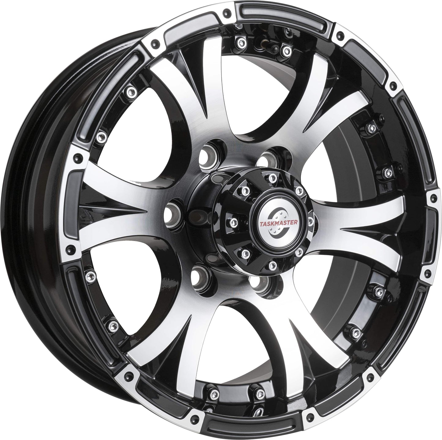 Taskmaster Viking Aluminum Trailer Wheel Rim 15x6 6x5.5 Black Machined Lip and Face with Black Cap