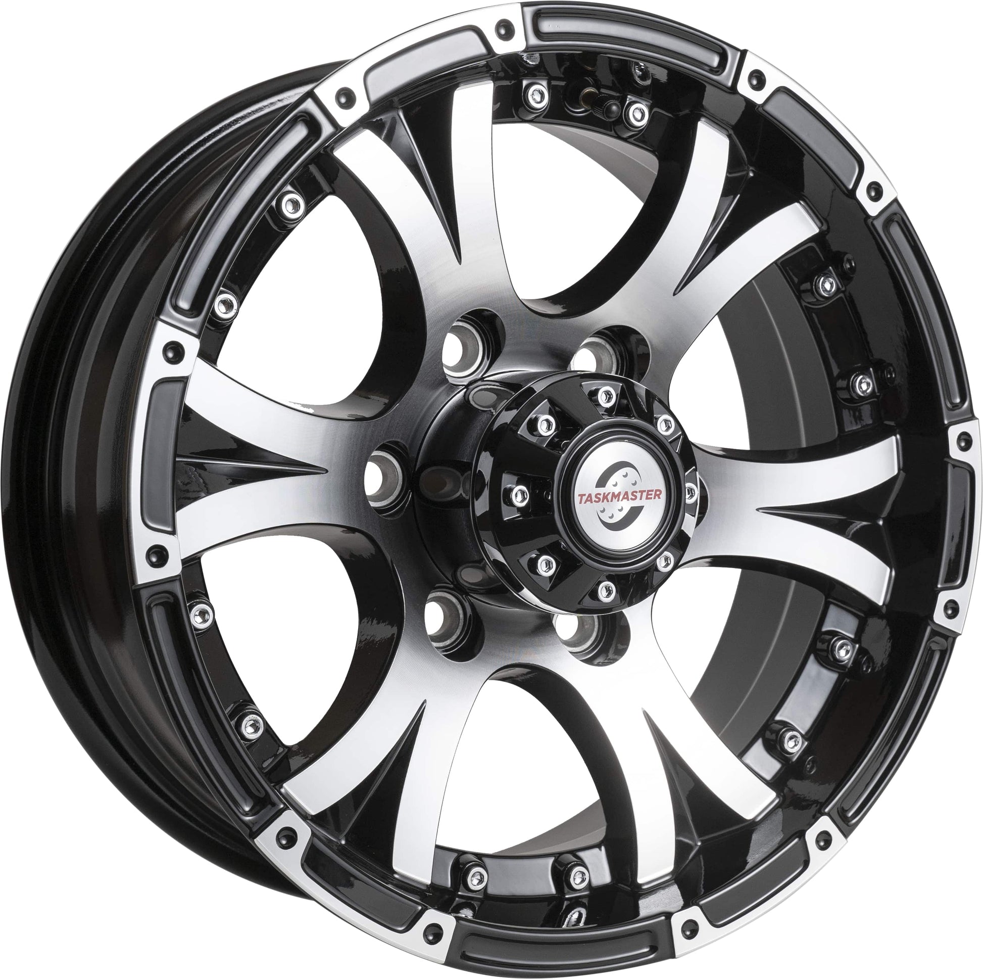 Taskmaster Viking Aluminum Trailer Wheel Rim 15x6 6x5.5 Black Machined Lip and Face with Black Cap
