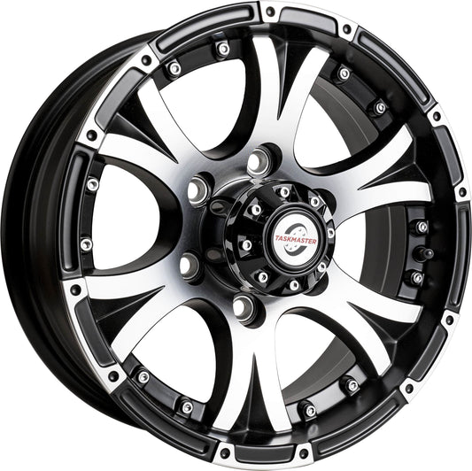 Taskmaster Viking Aluminum Trailer Wheel Rim 15x6 6x5.5 Matte Black Machined Face and Lip