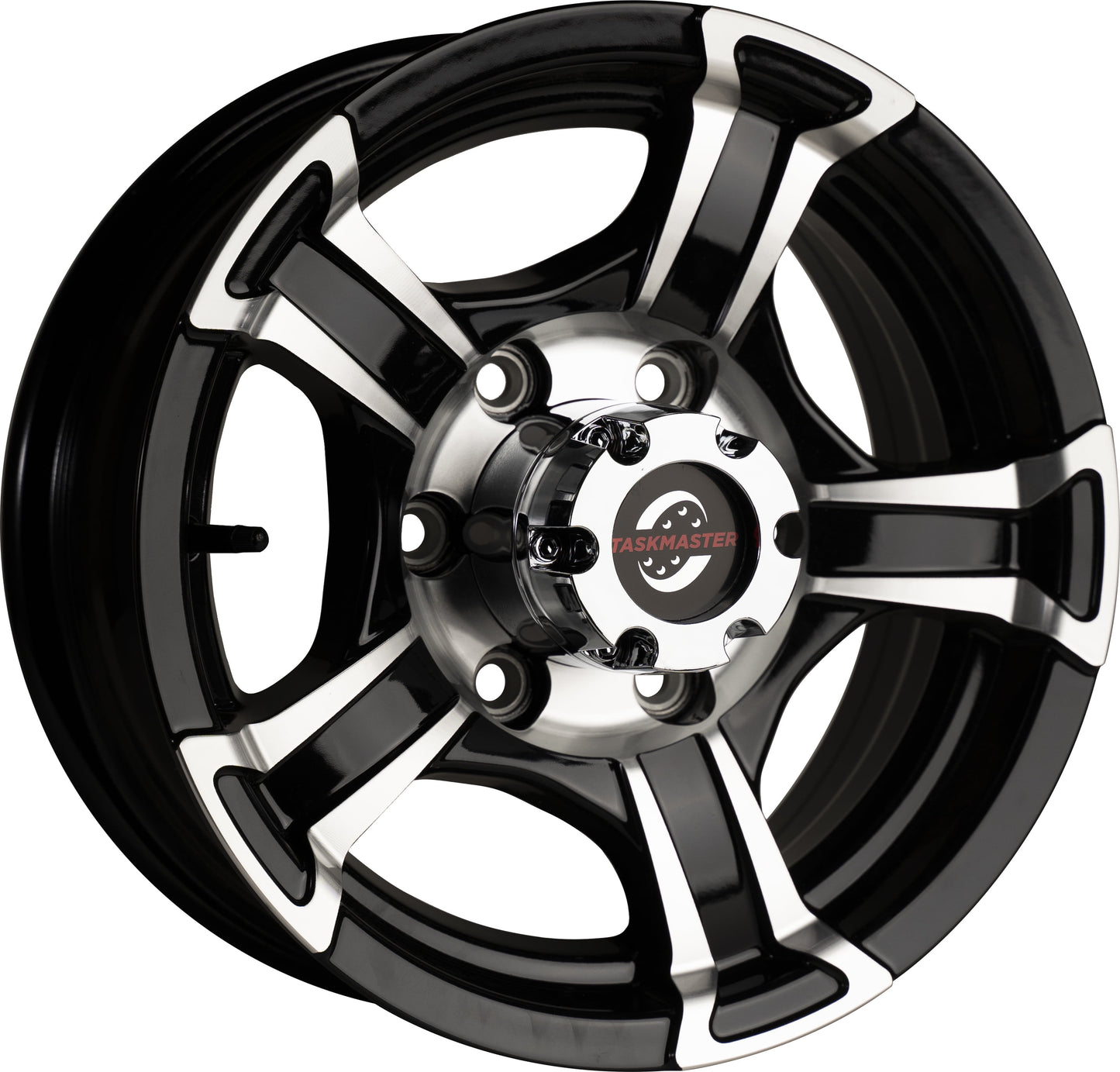 Taskmaster Viking Aluminum Trailer Wheel Rim 16x6 6x5.5 Black Machined Lip and Face with Silver Cap