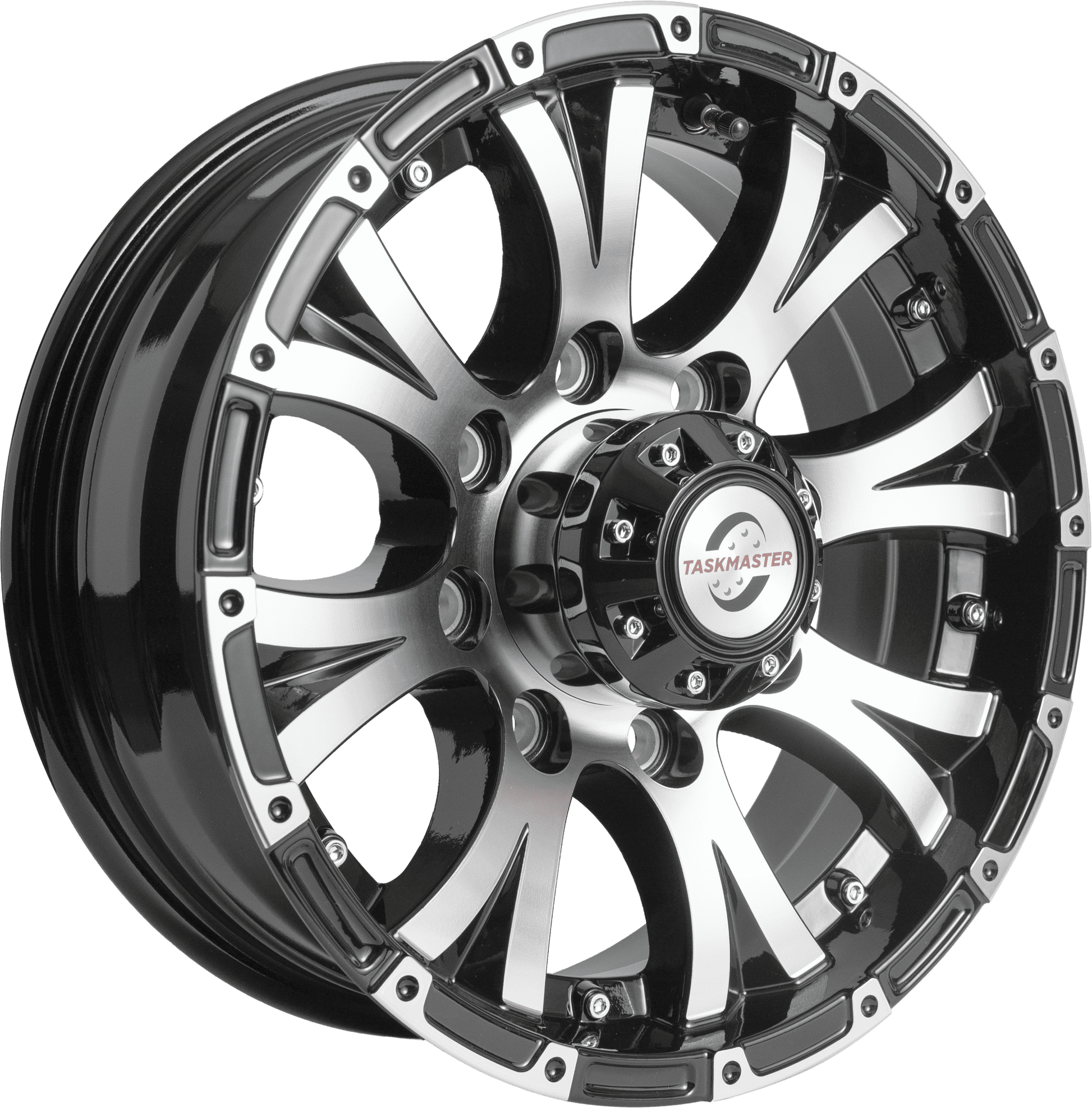 Taskmaster Viking Aluminum Trailer Wheel Rim 16x6 8x6.5 Black Machined Lip and Face with Black Cap