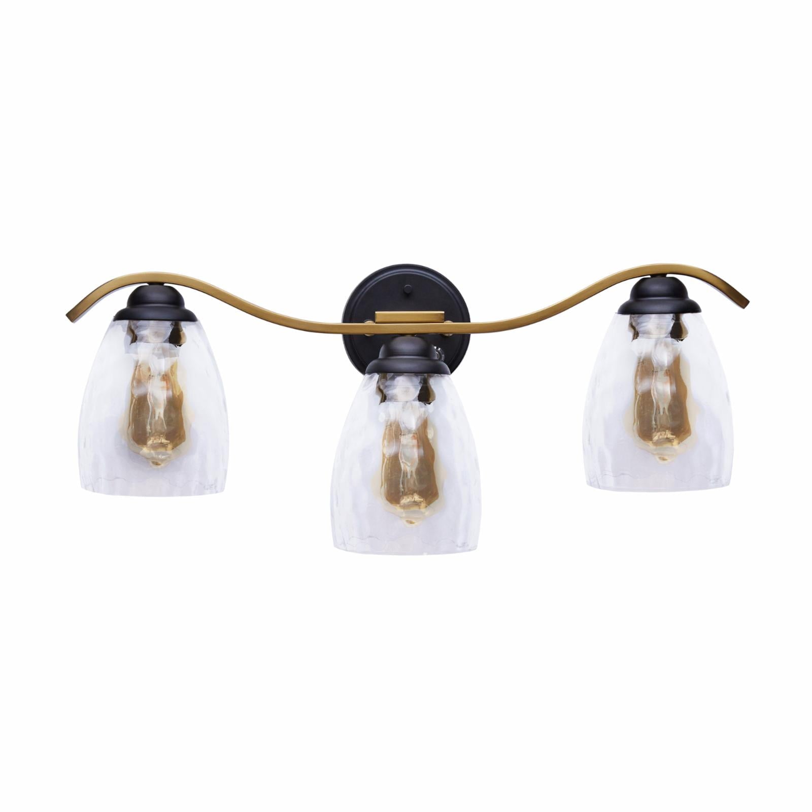 Teamson Home Heidi Dimmable 3-Light Bathroom Vanity Light, Black/Brass