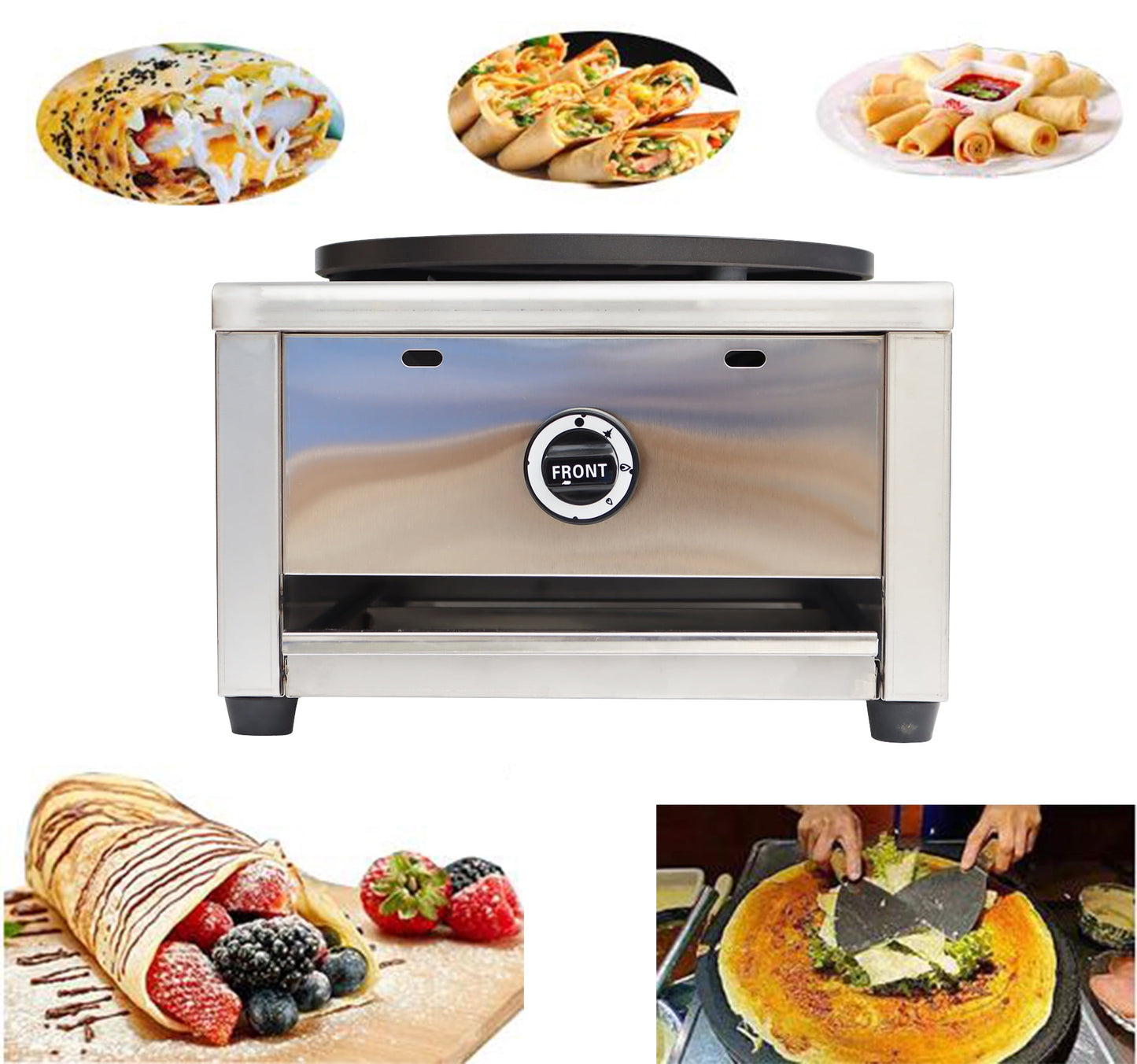 Techtongda Commercial Pancake Fruit Machine Single Head Nonstick Crepe Maker LP Gas 2800PA