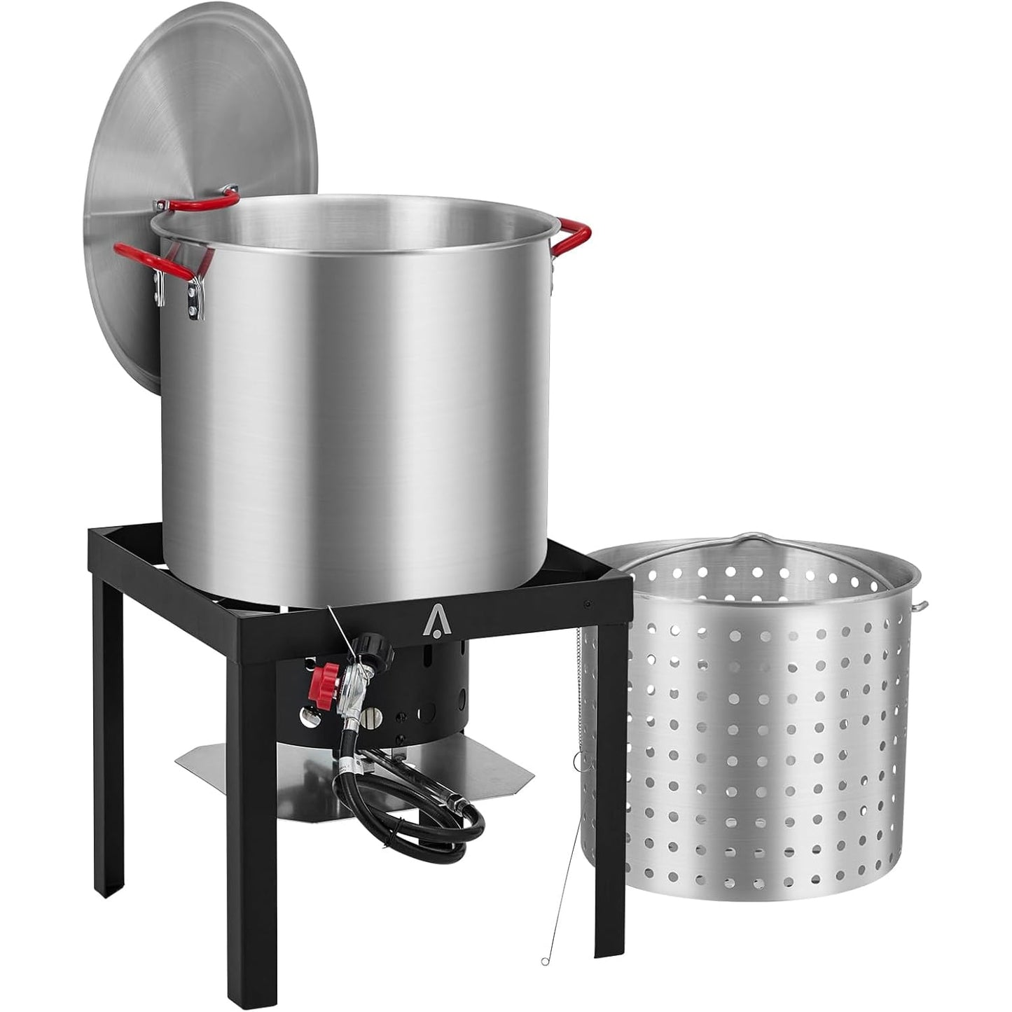 Telyswee 60QT Seafood Boil Pot, 11,0000 BTU Aluminum Outdoor Seafood Boil Kit, Seafood Boil Pot with Strainer Basket, Propane Stove Burner for Outdoor Cooking Seafood Shrimp, Crab, Crawfish