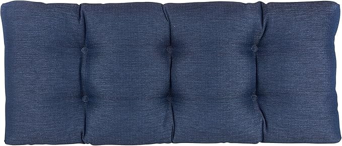 The Gripper Non-Slip Tufted Bench Cushion for Indoor Furniture, Entryway Storage, Bay Window, Corner Nook or Piano Seat, 33 Inches, Indigo