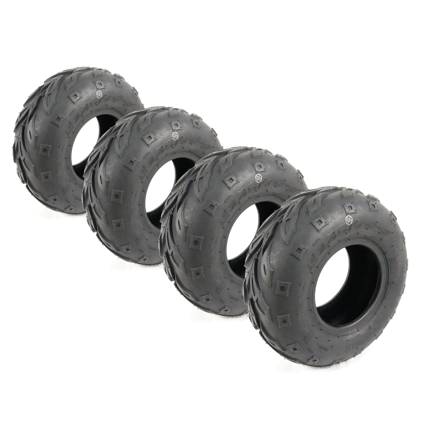 The ROP Shop | 4-Pack - Tires 145/70-6, 4 Ply with 6mm Tread for TaoTao 105cc DB100 Mini Bike