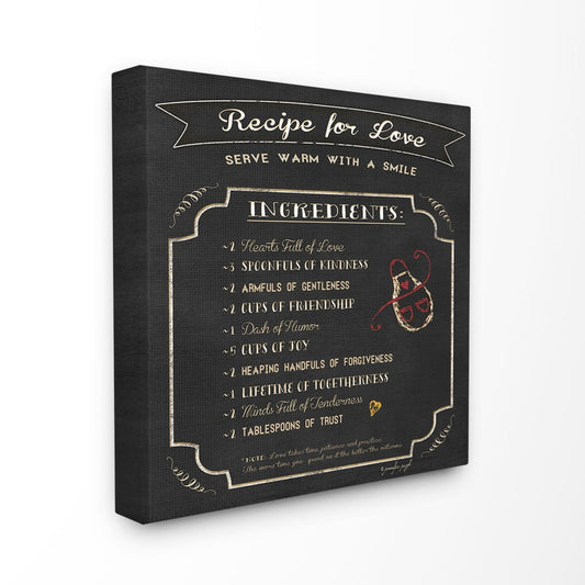 The Stupell Home Decor Black and White Chalkboard Look Recipe for Love List Apron Doodle