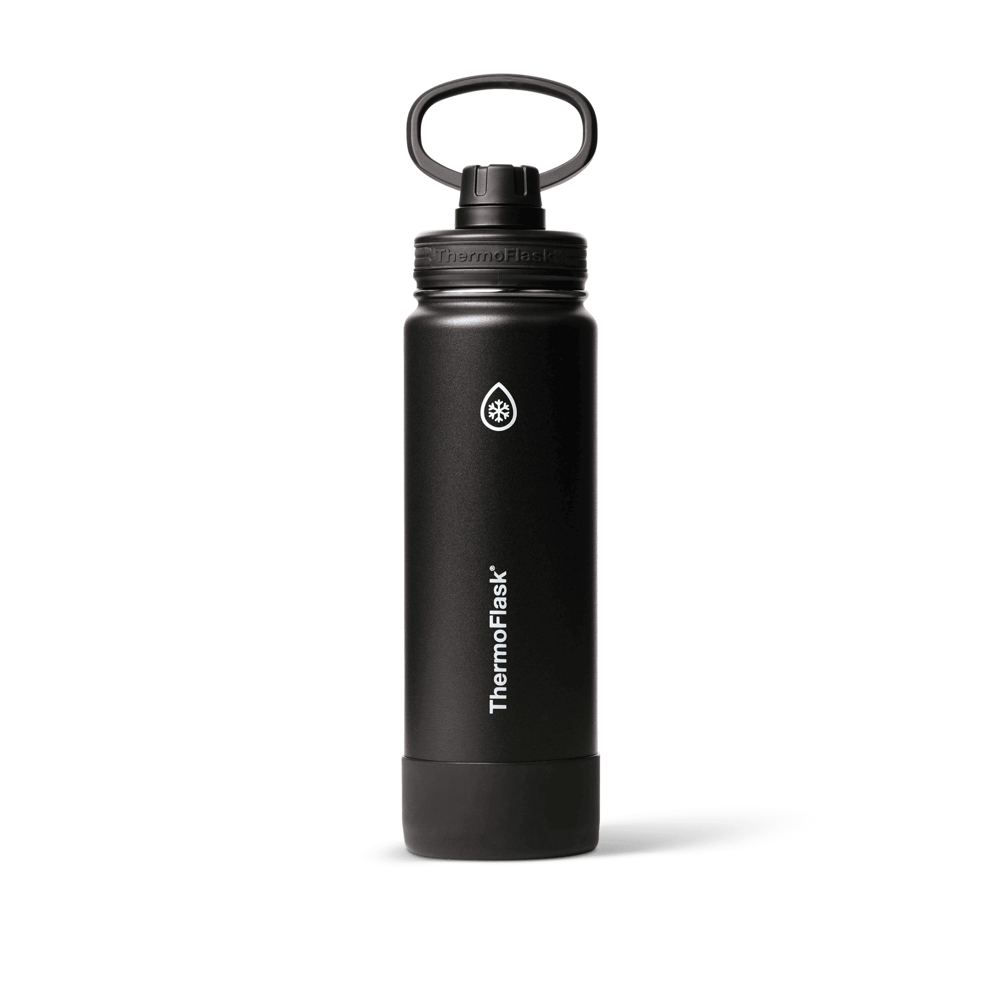 ThermoFlask Classics Insulated Stainless Steel Water Bottle with Leakproof Spout Lid, 24 oz, Black