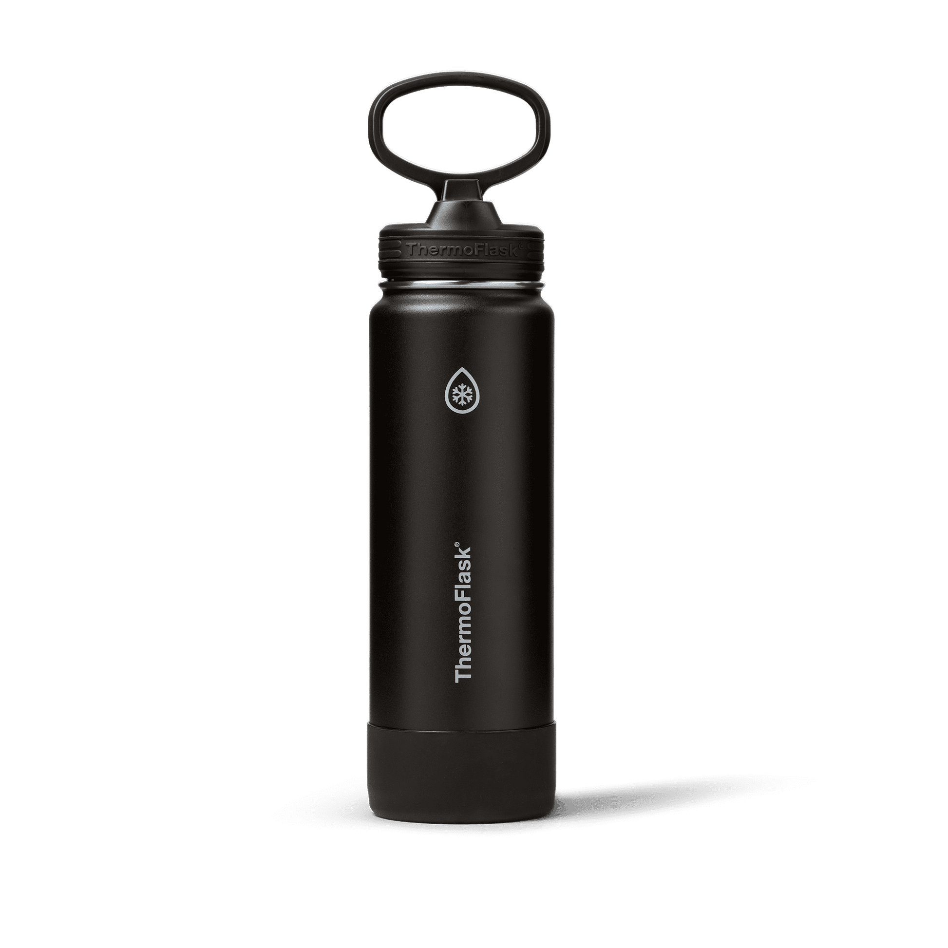 ThermoFlask Classics Insulated Stainless Steel Water Bottle with Leakproof Straw Lid, 24 oz, Black