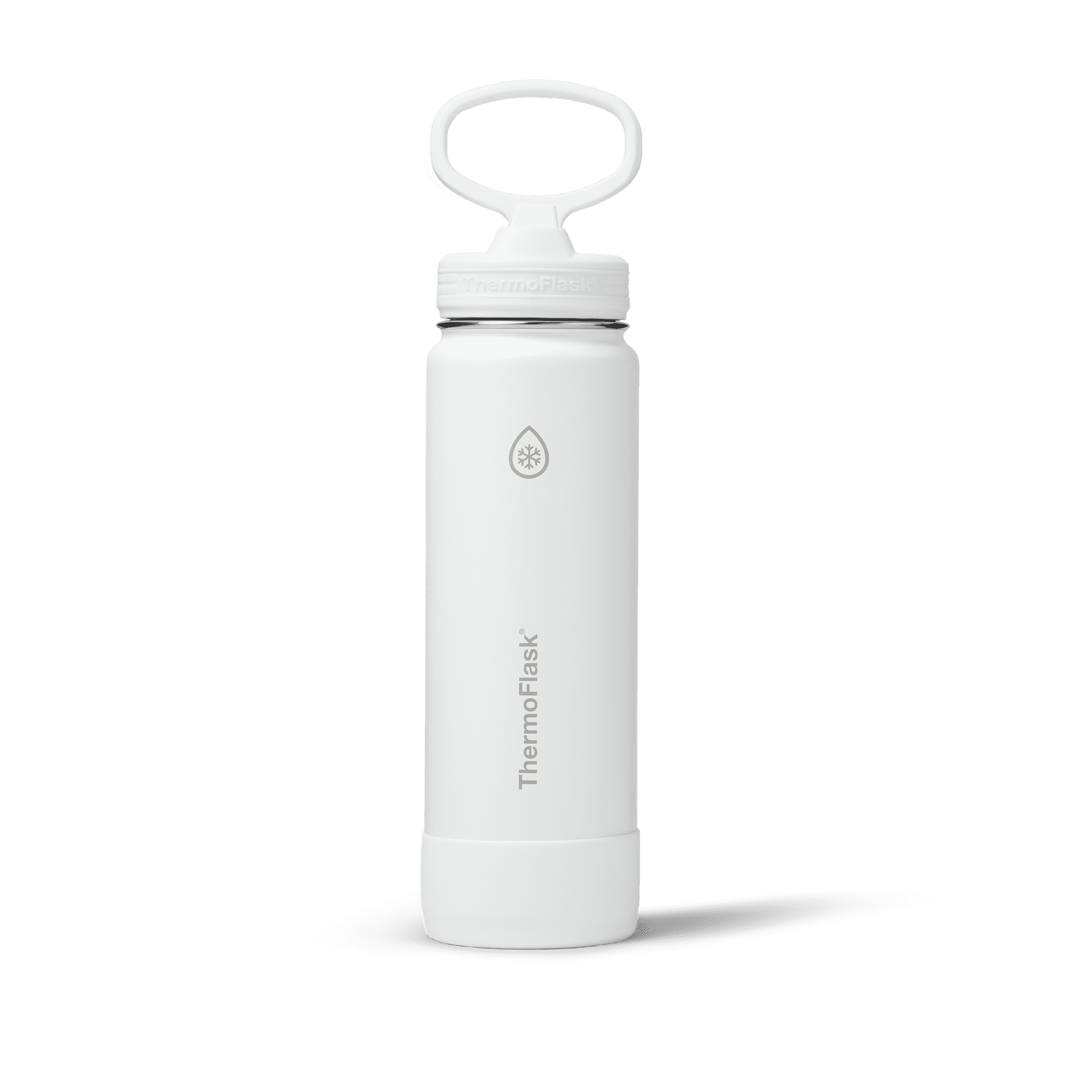 ThermoFlask Classics Insulated Stainless Steel Water Bottle with Leakproof Straw Lid, 24 oz, White