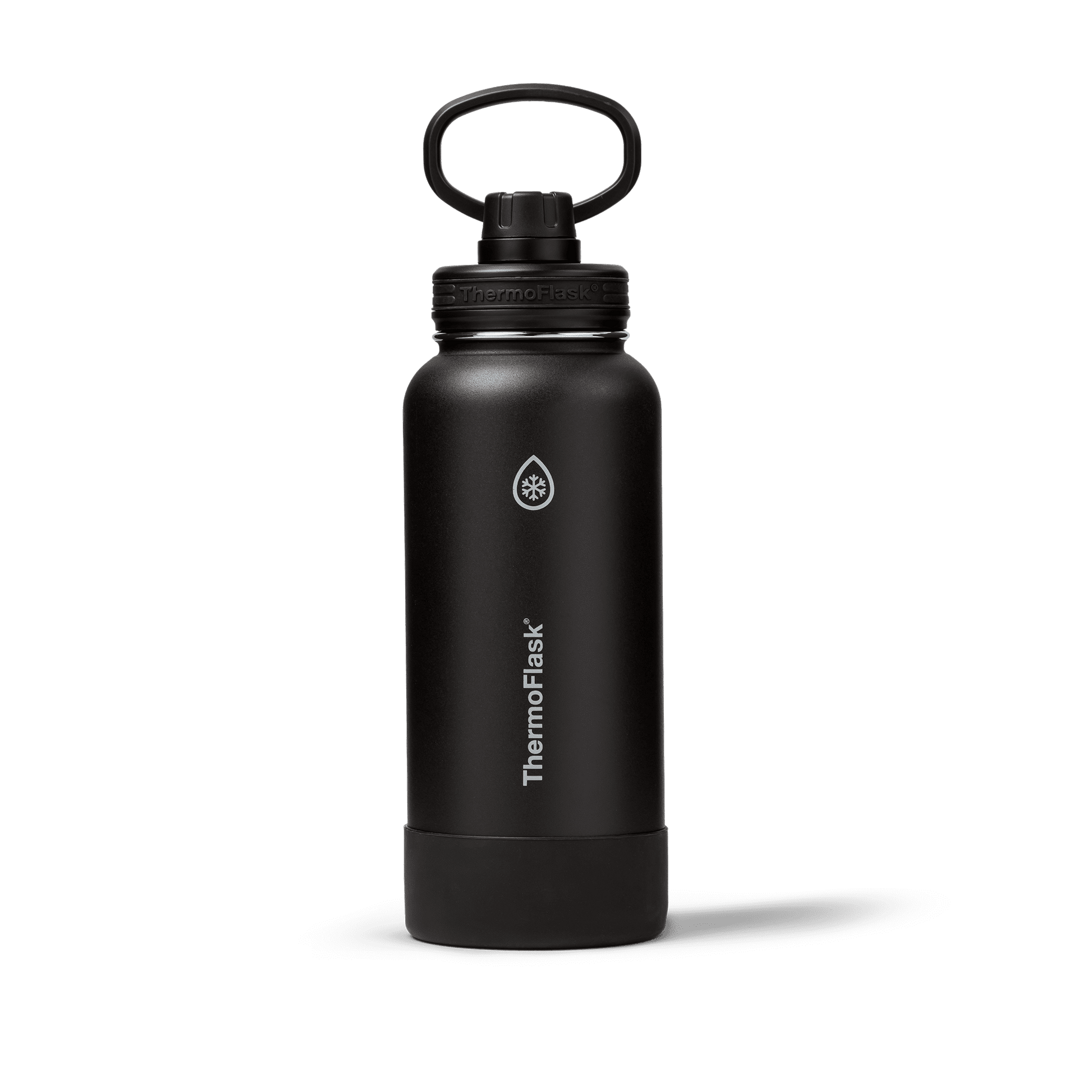 ThermoFlask Classics Insulated Stainless Steel Water Bottle with Leakproof Spout Lid, 32 oz, Black