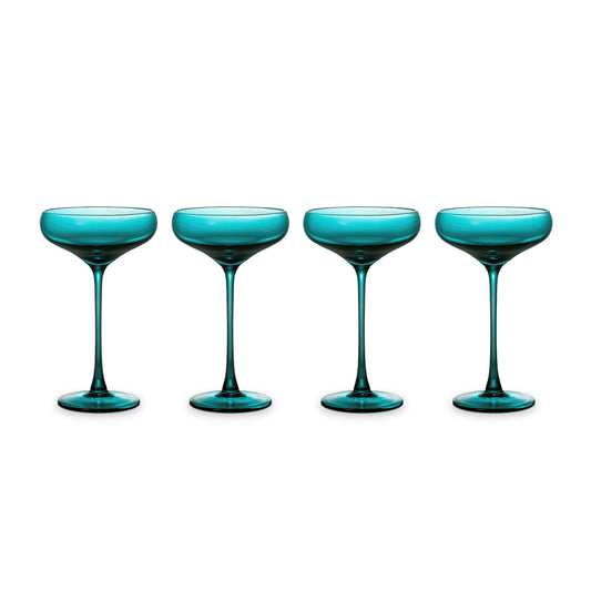 Thyme & Table 10 fl oz Emerald Sphere Coupe Cocktail Glasses, Set of 4