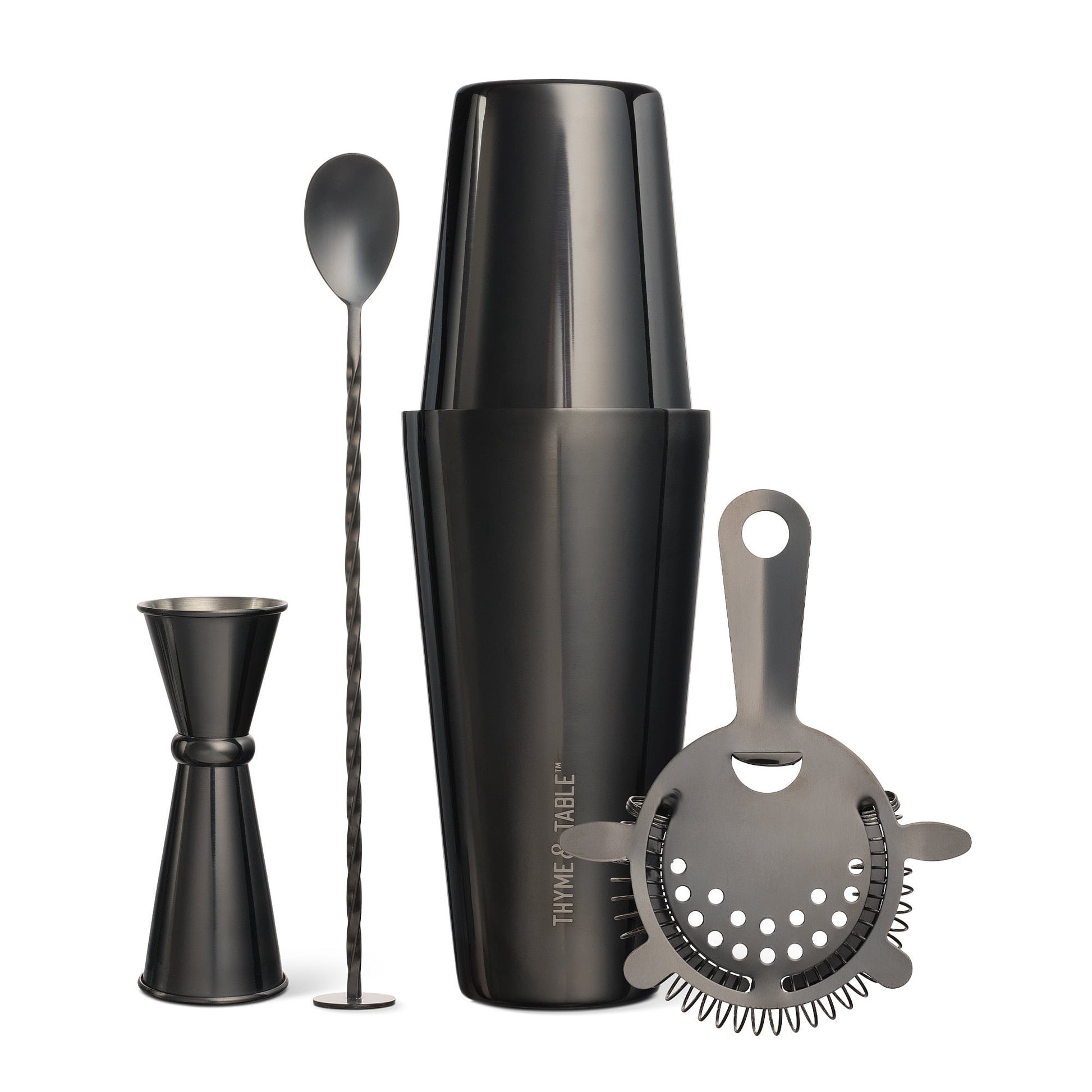 Thyme & Table 4 -Piece Stainless Steel Black Bar Tool Set