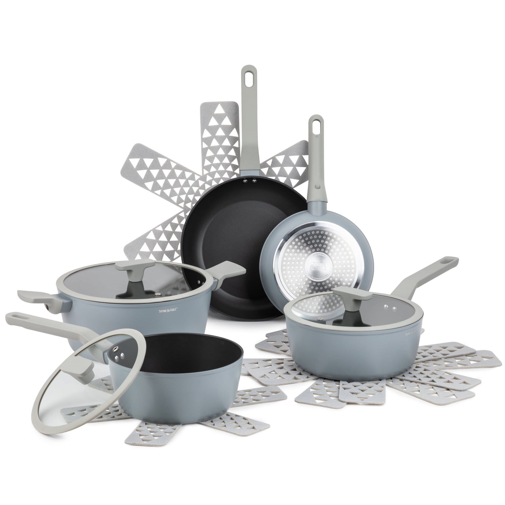 Thyme & Table Eden Juego de Utensilios de Cocina Antiadherentes de 12 Piezas - Azul Pavo Real